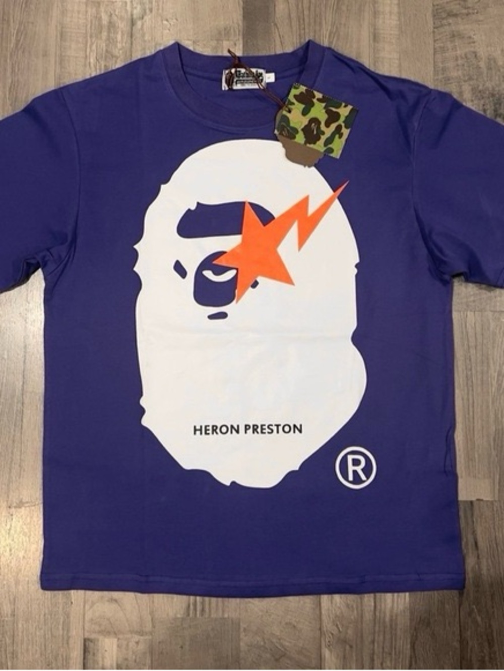 Bape x Heron Preston Purple Graphic Tee